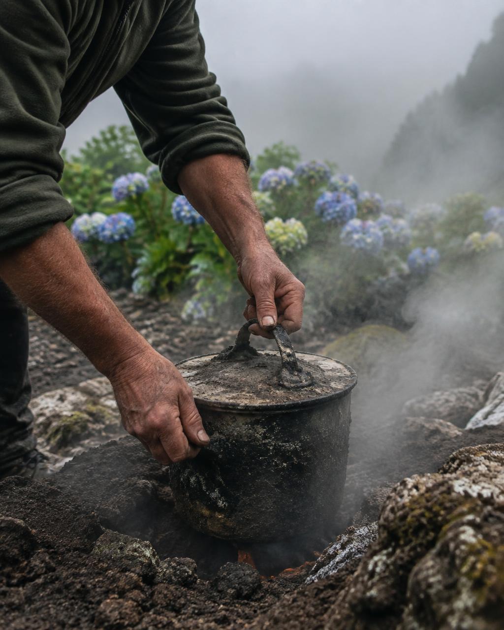 Thermal steam rising in the Azores